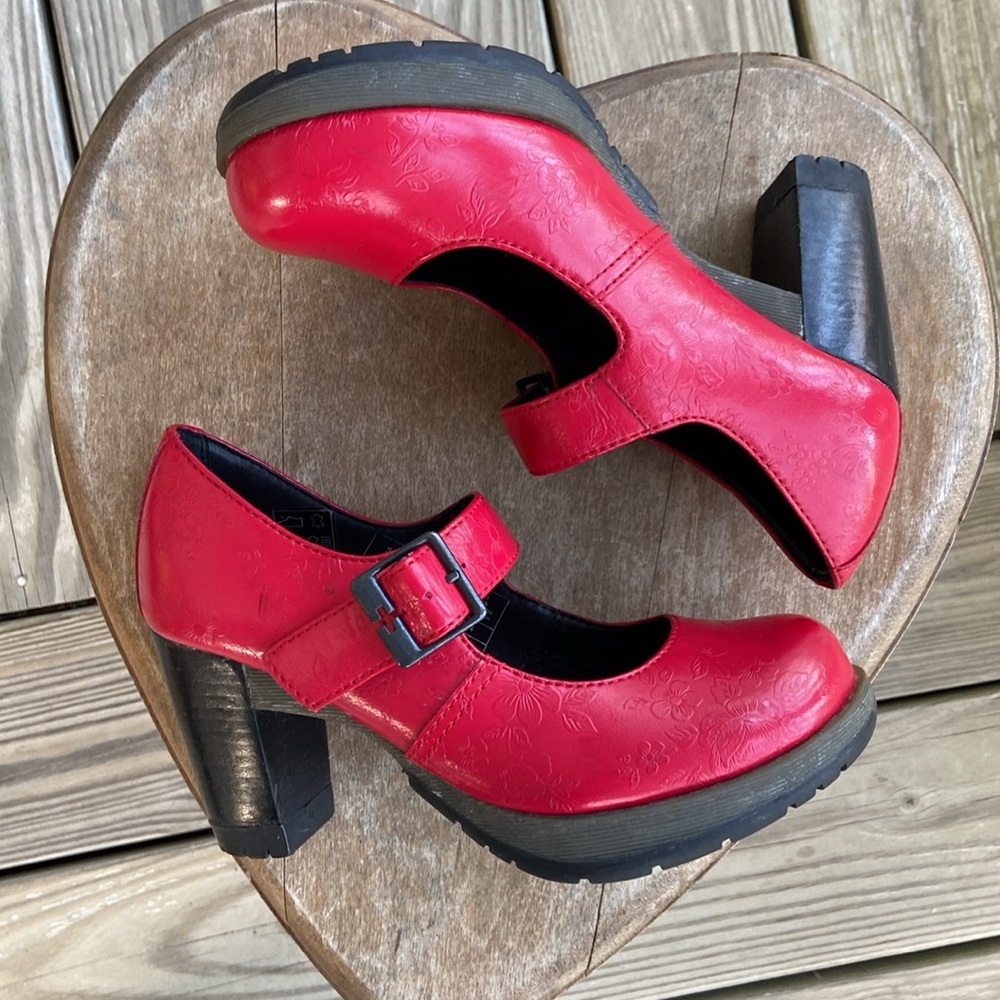 Rare! Vintage Dr. Martens Red Leather Marlena Mary Jane Pumps Women's Size 5 - Picture 7 of 12